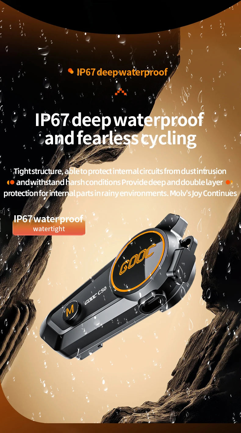 3D-Surround-Headset für Motorradhelme mit starkem Bass, Stereo-Bluetooth, Freisprecheinrichtung, IPX7-Wasserdicht mit dreifarbigem Umgebungslicht