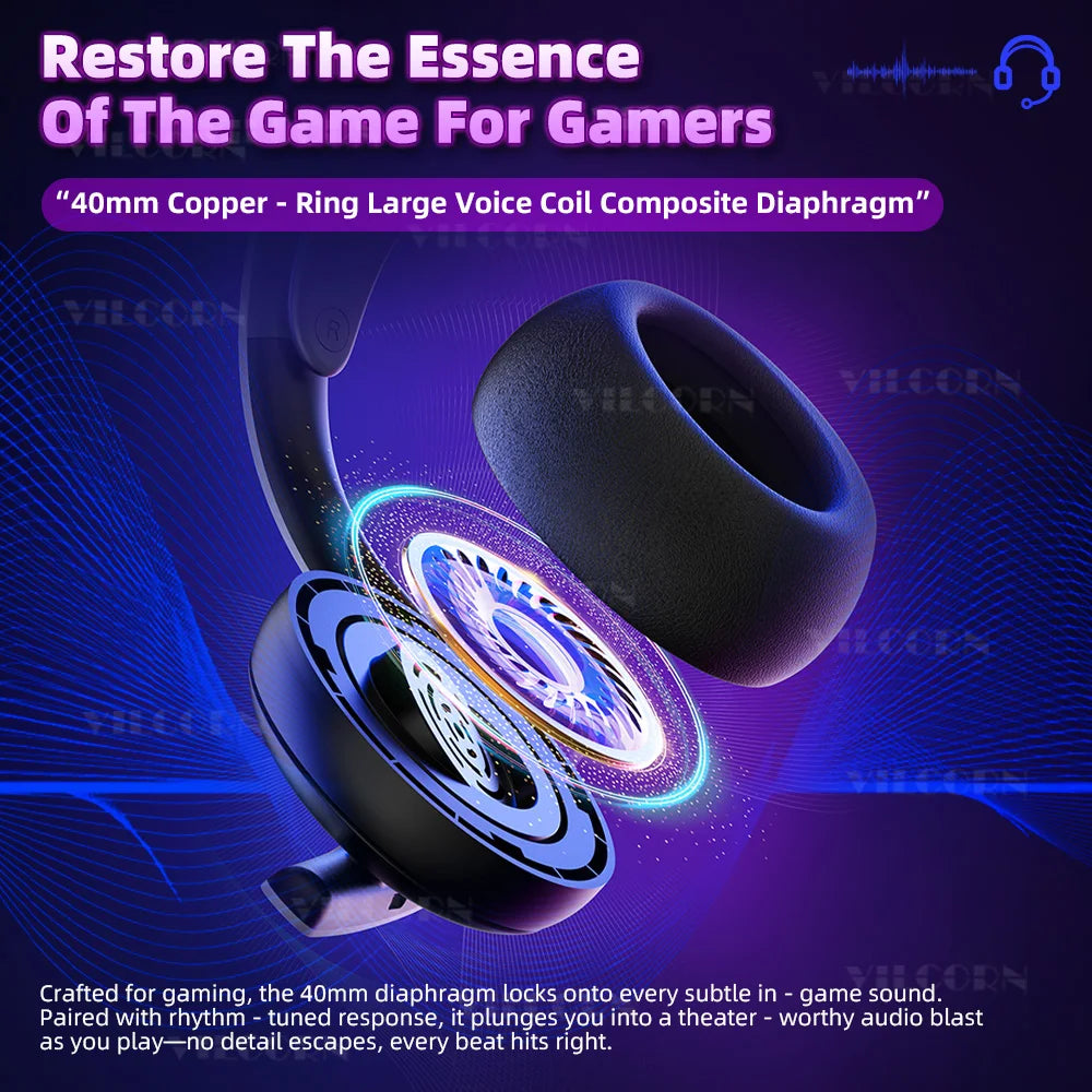 2025 Kabelloses Gaming-Headset mit Mikrofon für PS5 PS4 Switch Mobile PC E-Sport-Kopfhörer mit Geräuschunterdrückung 7.1 Surround Sound