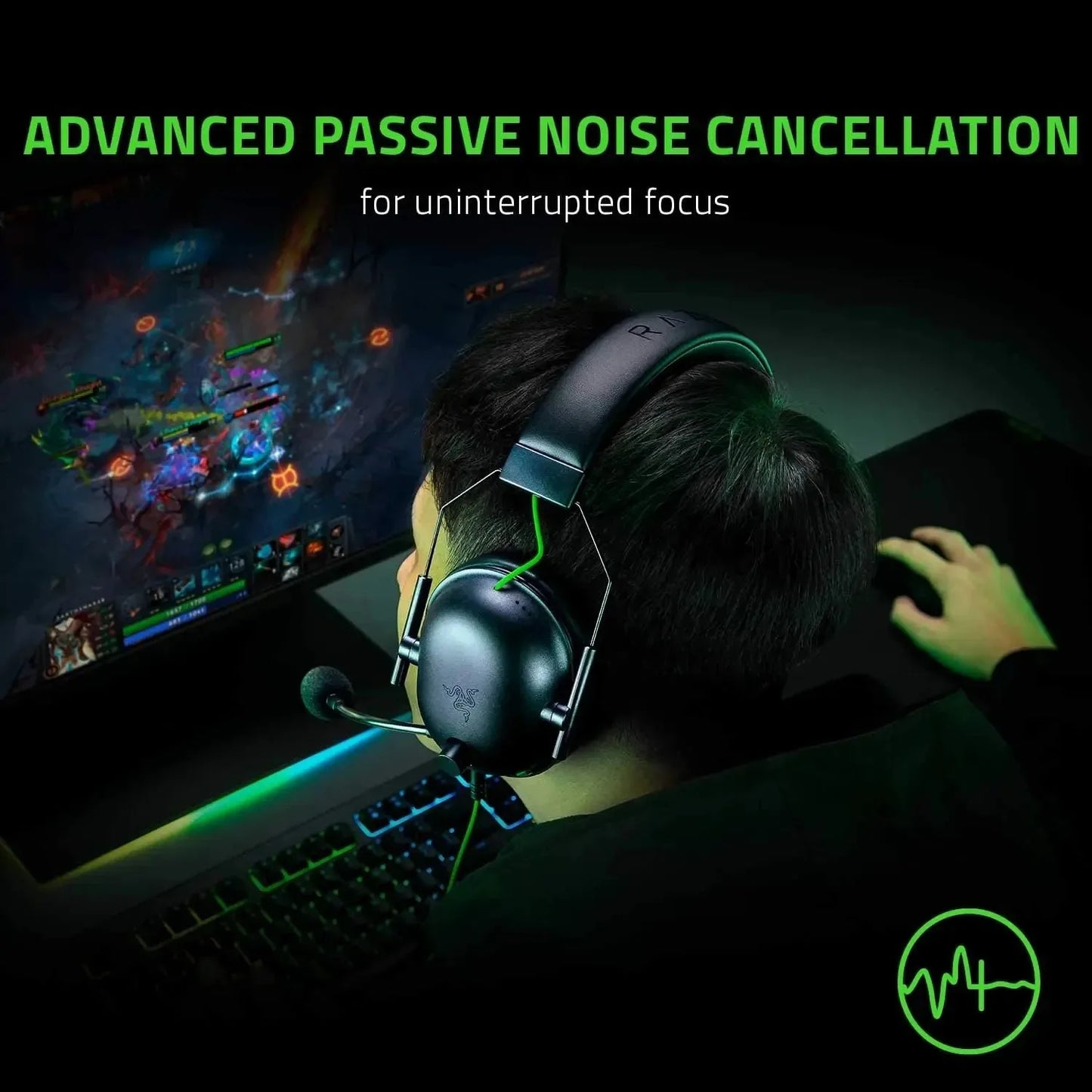 Razer BlackShark V2 X kabelgebundenes E-Sport-Headset, erweiterte passive Geräuschunterdrückung, 7.1-Surround-Sound, hyperklares Nierenmikrofon