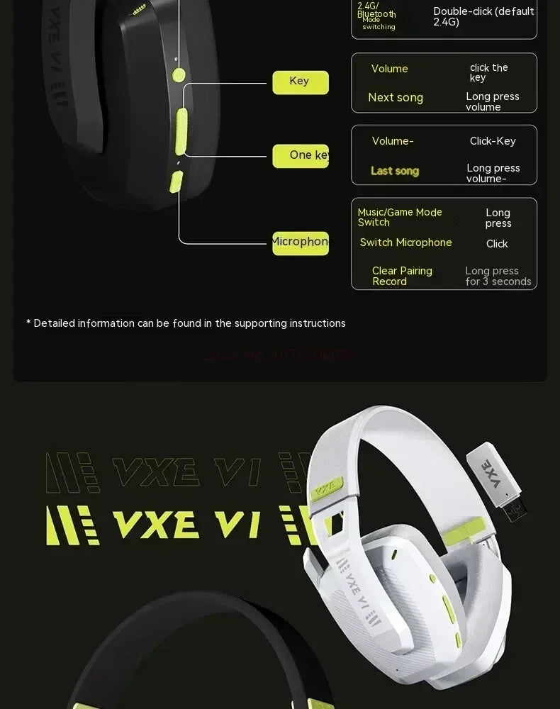 VGN VXE Siren V1 Gaming-Headset, Bluetooth 5.3/2.4g, Tri-Mode, leichter Kopfhörer, geringe Latenz, Esports, Head-Mounted-Headset, Geschenk