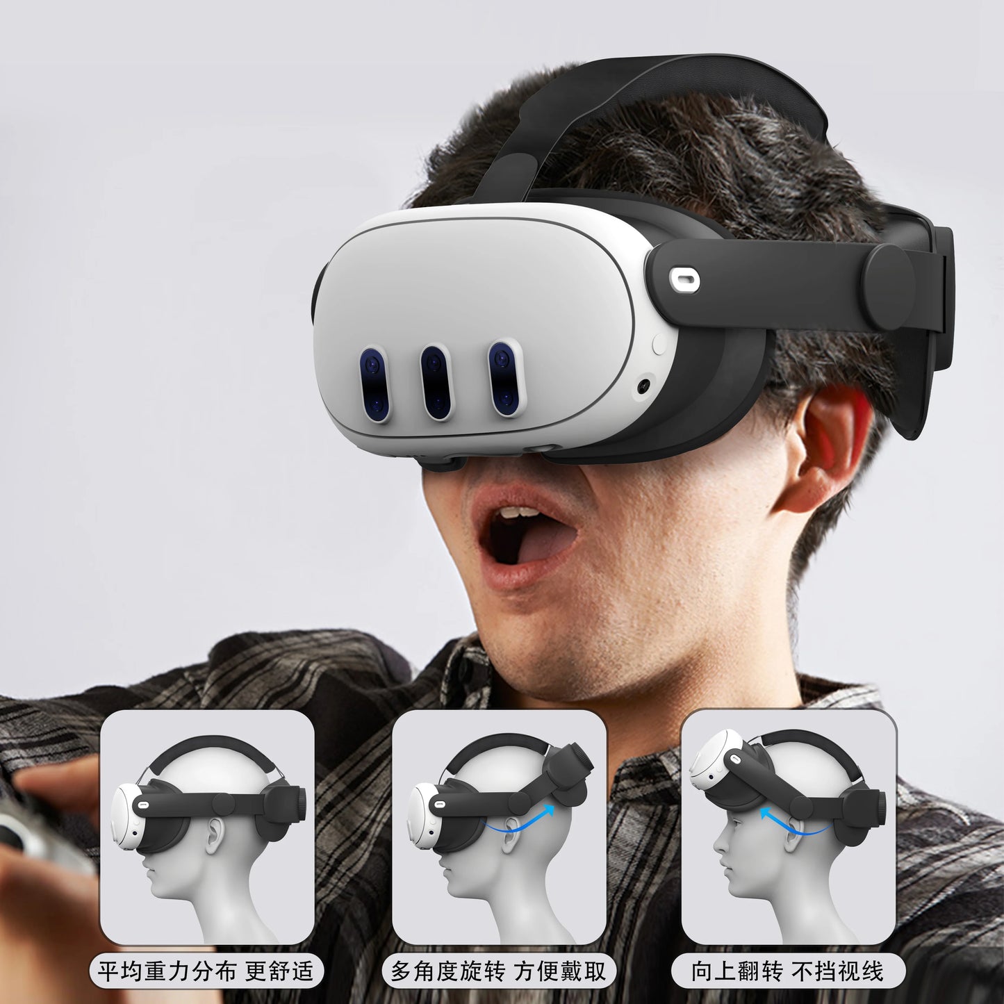 Austauschbarer Kopfgurt für Meta Quest 3 VR-Headset. Verbessern Sie den Komfort. Verstellbarer Kopfgurt für Meta Oculus Quest 3-Zubehör.