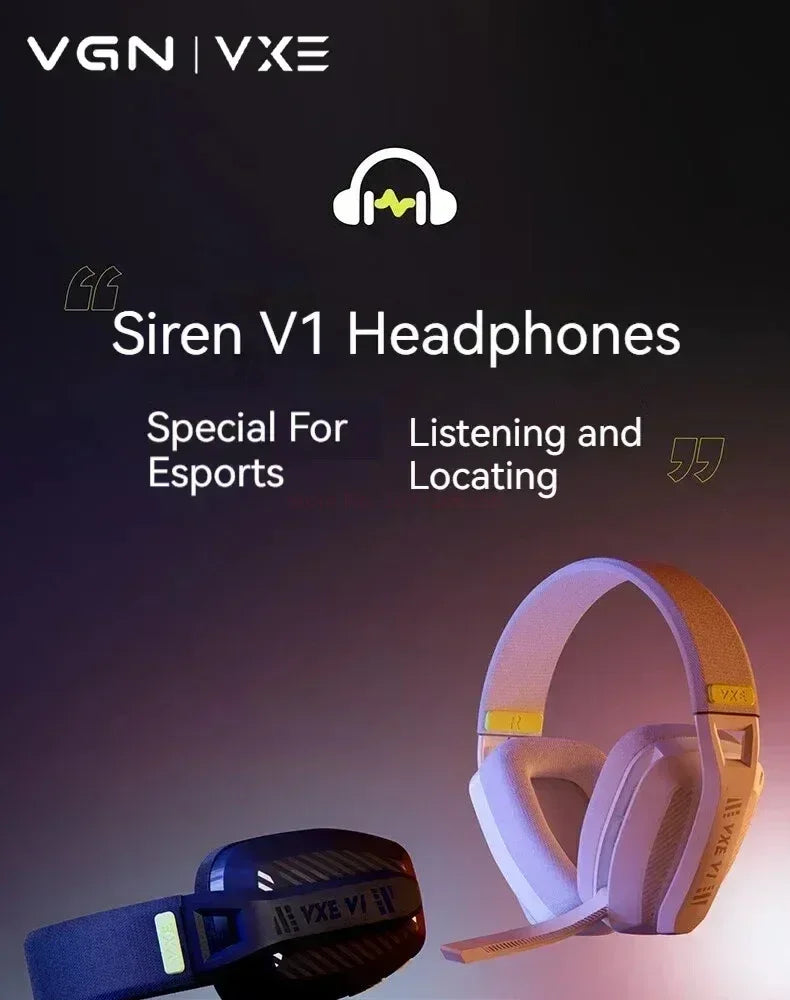 VGN VXE Siren V1 Gaming-Headset, Bluetooth 5.3/2.4g, Tri-Mode, leichter Kopfhörer, geringe Latenz, Esports, Head-Mounted-Headset, Geschenk