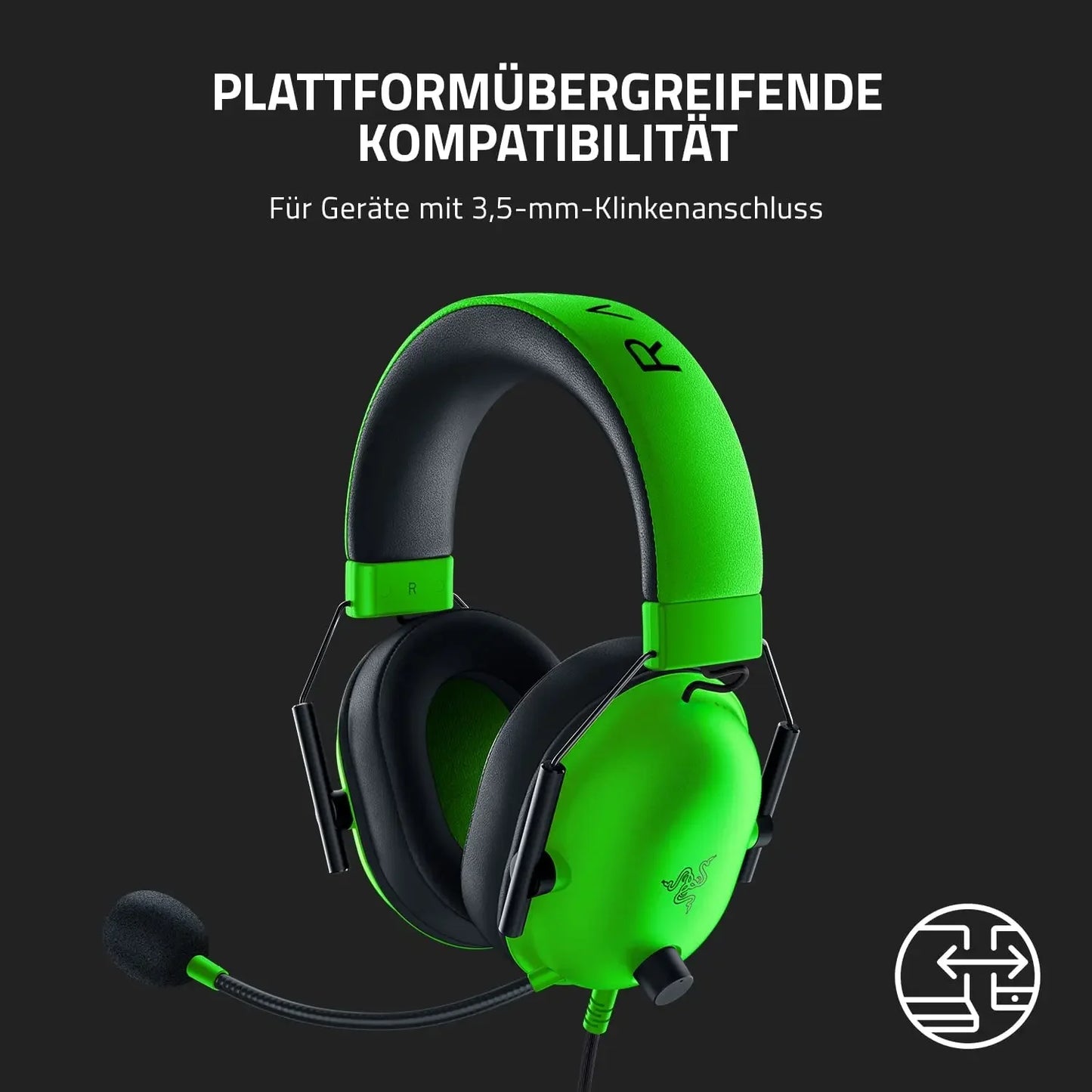 Razer BlackShark V2 X kabelgebundenes E-Sport-Headset, erweiterte passive Geräuschunterdrückung, 7.1-Surround-Sound, hyperklares Nierenmikrofon