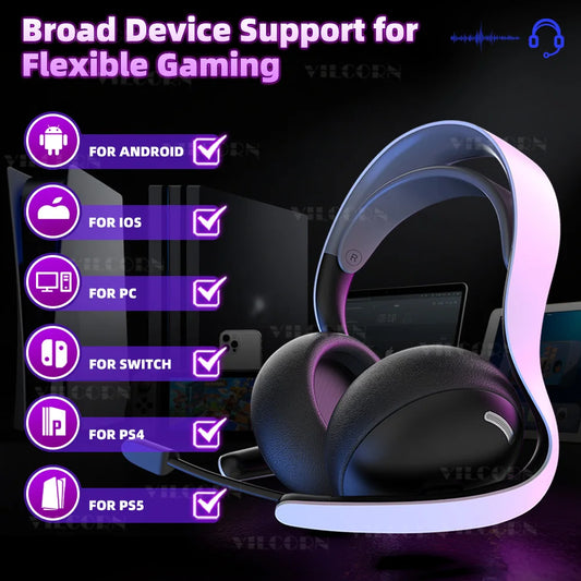 2025 Kabelloses Gaming-Headset mit Mikrofon für PS5 PS4 Switch Mobile PC E-Sport-Kopfhörer mit Geräuschunterdrückung 7.1 Surround Sound