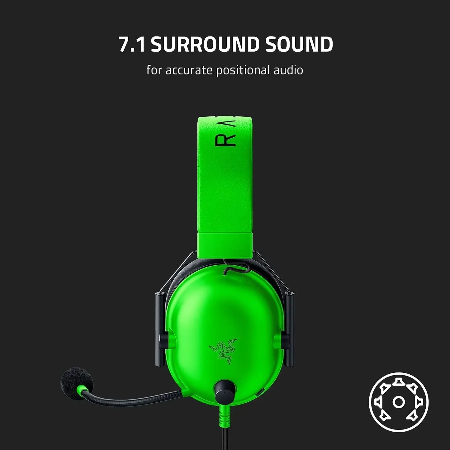 Razer BlackShark V2 X kabelgebundenes E-Sport-Headset, erweiterte passive Geräuschunterdrückung, 7.1-Surround-Sound, hyperklares Nierenmikrofon