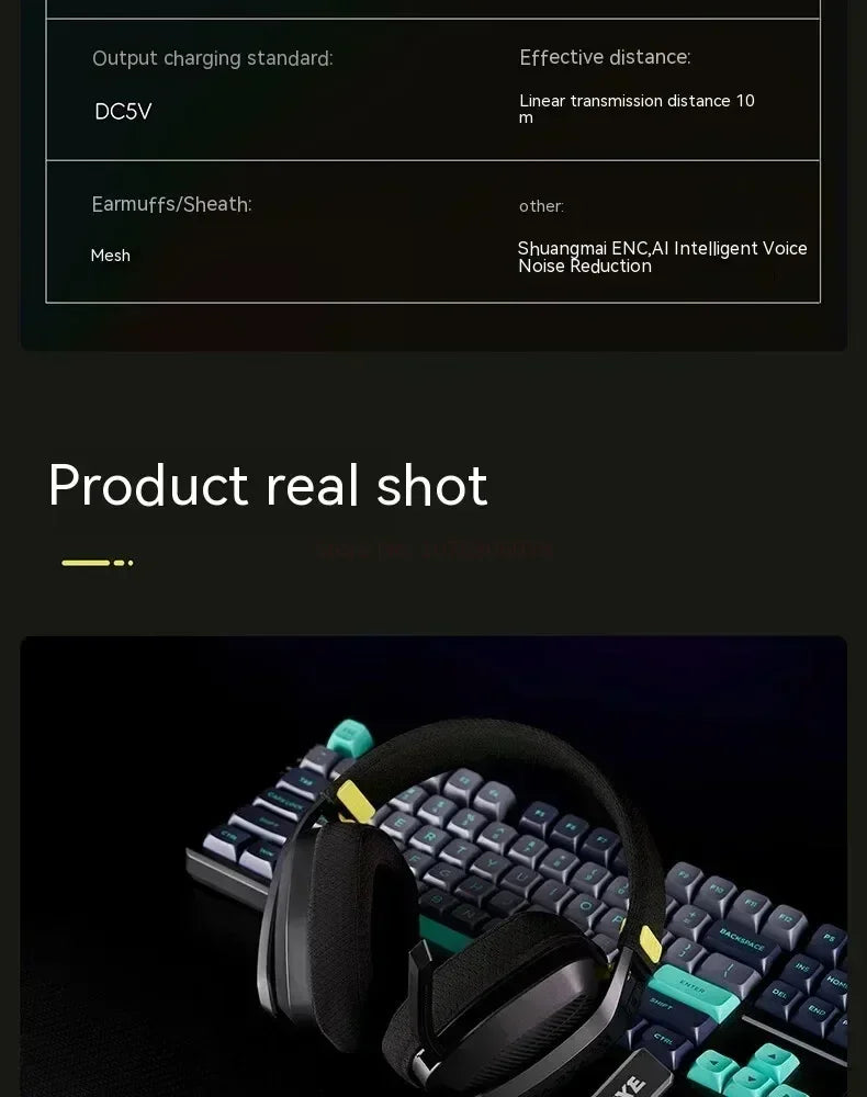VGN VXE Siren V1 Gaming-Headset, Bluetooth 5.3/2.4g, Tri-Mode, leichter Kopfhörer, geringe Latenz, Esports, Head-Mounted-Headset, Geschenk