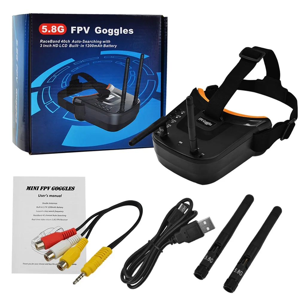 Auf Lager LS-VR009 5,8 GHz FPV-Brille, Video-Headset, 5,8 G 40 Kanäle, HD, 3 Zoll 16:9-Display, Mini-FPV-Brille für RC FPV-Drohnenmodell