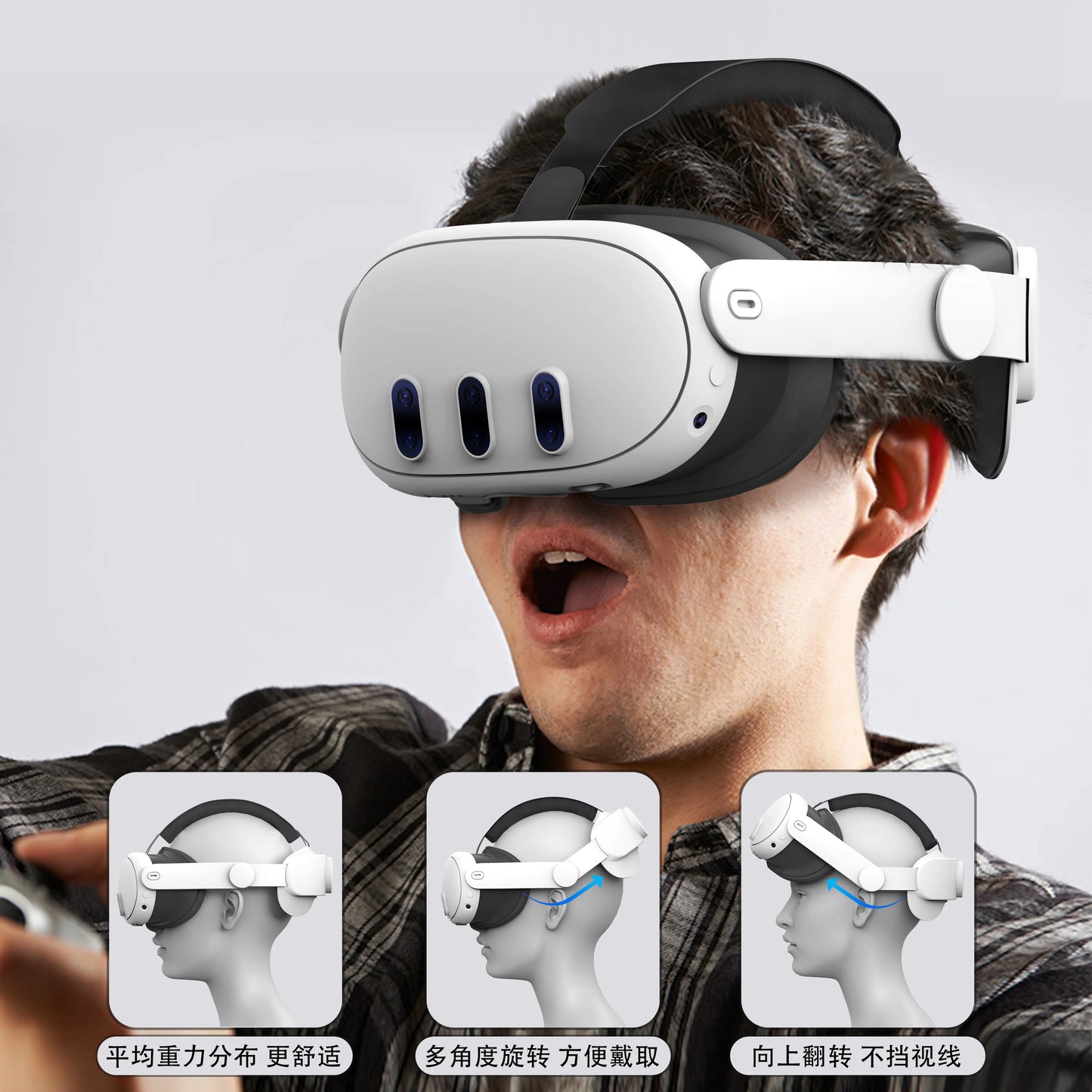 Austauschbarer Kopfgurt für Meta Quest 3 VR-Headset. Verbessern Sie den Komfort. Verstellbarer Kopfgurt für Meta Oculus Quest 3-Zubehör.