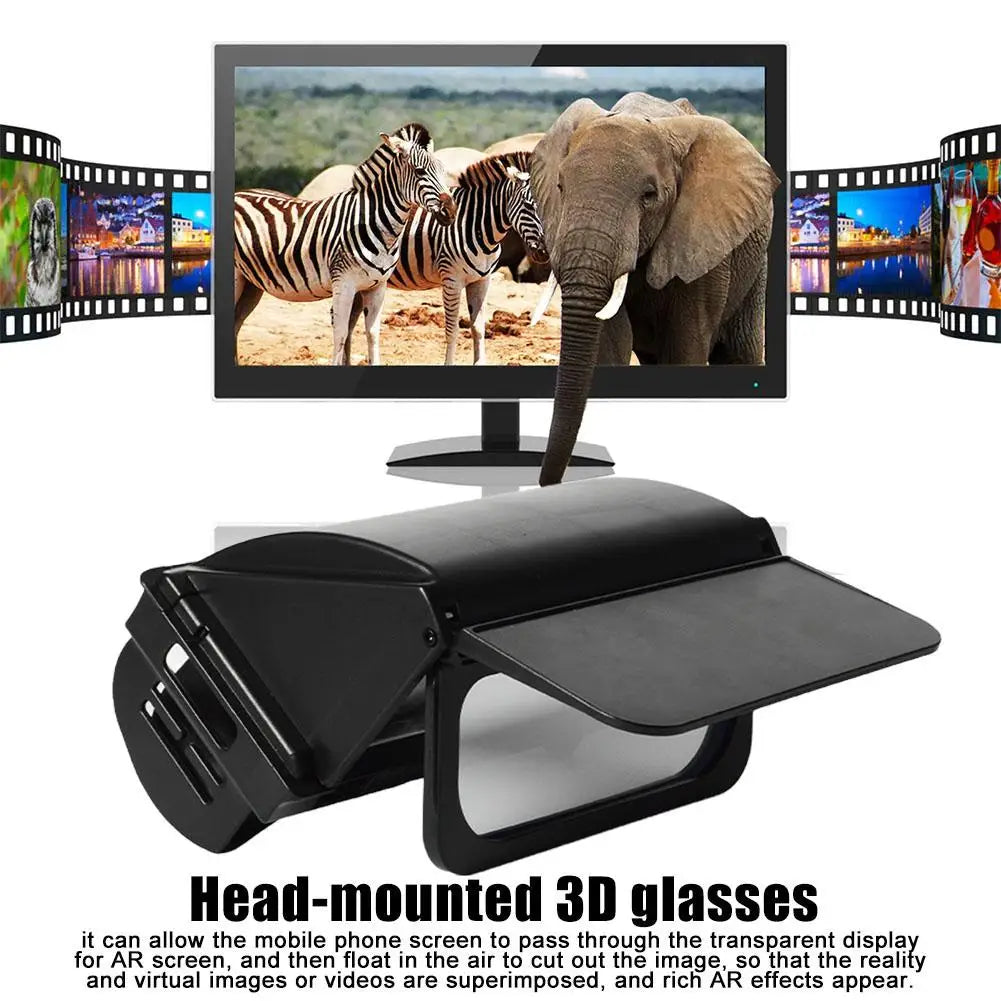 Smart VR-Brille für 3D-Filme und Spiele, Virtual-Reality-Headset, kompatibel mit Smartphones, am Kopf montierte stereoskopische Brille